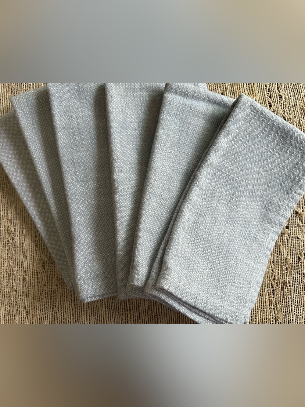 Pottery Barn Light Chambray Blue Organic Cotton Cloth Napkin Set Of 6 NWOT